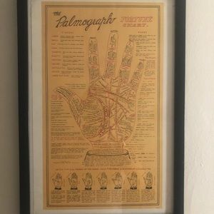 FRAMED palmistry poster vintage retro